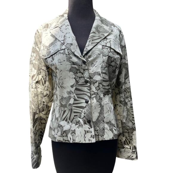 Bergamo Italy Snap Front Neutral Floral Classic Luxury Old Money Blazer 10 - Picture 3 of 7